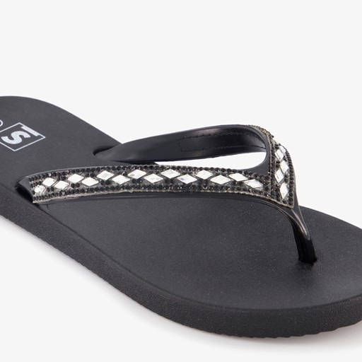Dames slippers met strass steentjes zwart