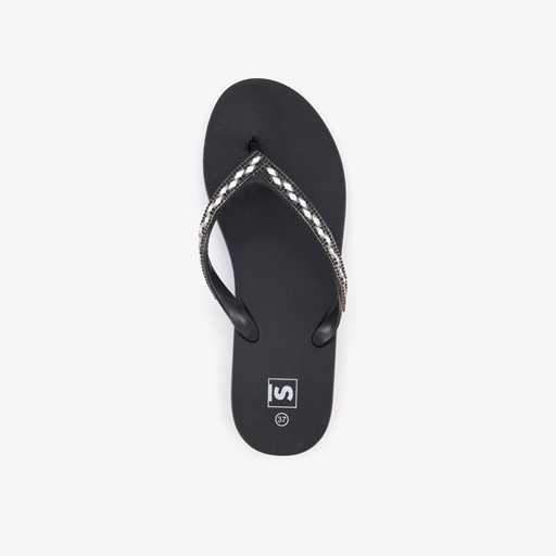 Dames slippers met strass steentjes zwart