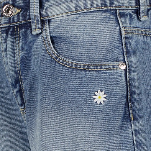 Meisjes denim short met madeliefjes