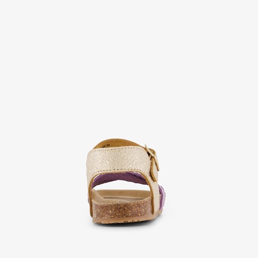 Leren meisjes bio slippers paars goud
