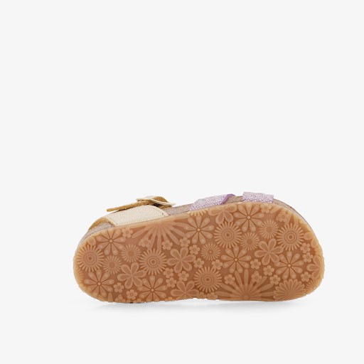 Leren meisjes bio slippers paars goud