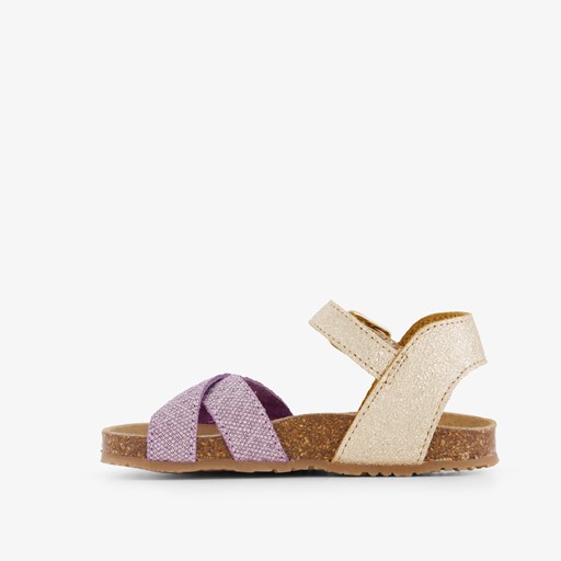 Leren meisjes bio slippers paars goud