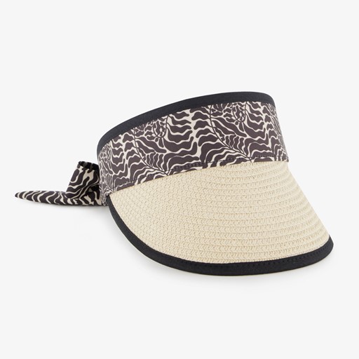 Dames zonneklep beige zwart