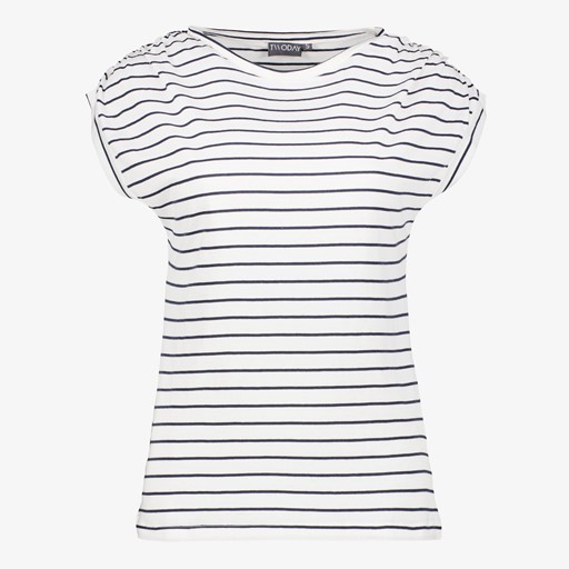 Dames T-shirt gestreept wit blauw
