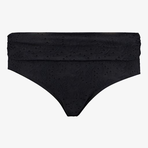 Dames overslag bikinibroekje broderie zwart