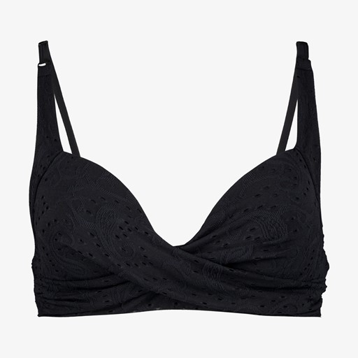 Voorgevormde dames bikinitop broderie zwart