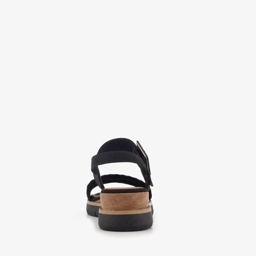 Dames sandalen met sleehak zwart