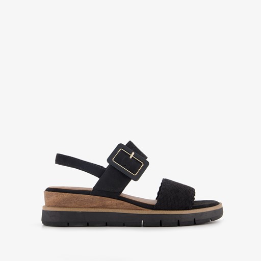 Dames sandalen met sleehak zwart