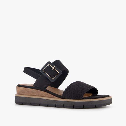 Dames sandalen met sleehak zwart