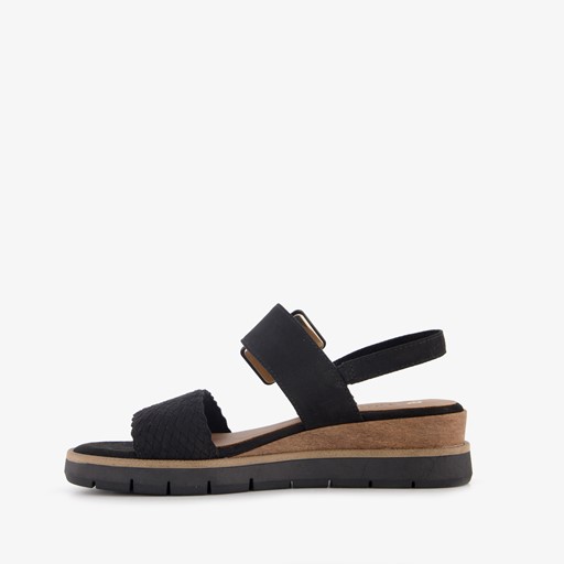 Dames sandalen met sleehak zwart