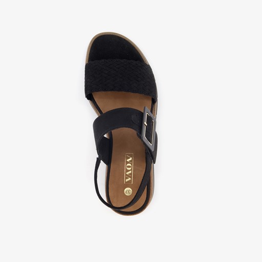 Dames sandalen met sleehak zwart