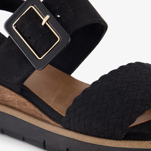 Dames sandalen met sleehak zwart