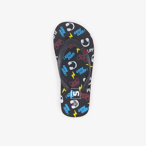 Jongens teenslippers met game controllers zwart