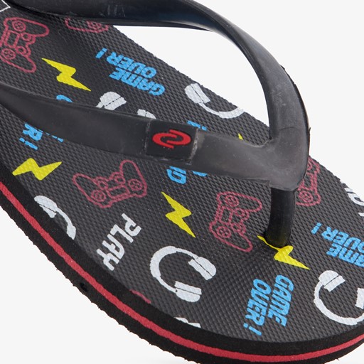 Jongens teenslippers met game controllers zwart