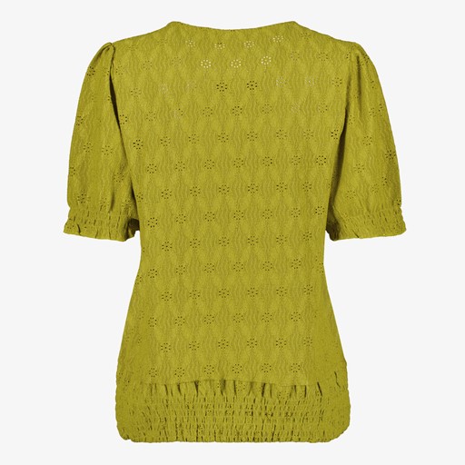 Dames top met broderie groen