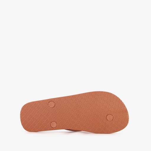 Dames slippers met print en glitters bruin