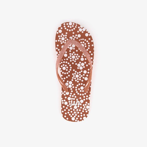 Dames slippers met print en glitters bruin