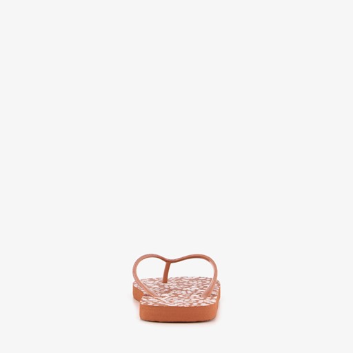 Dames slippers met print en glitters bruin