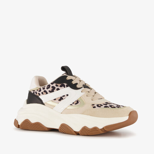 Dames dad sneakers met luipaardprint