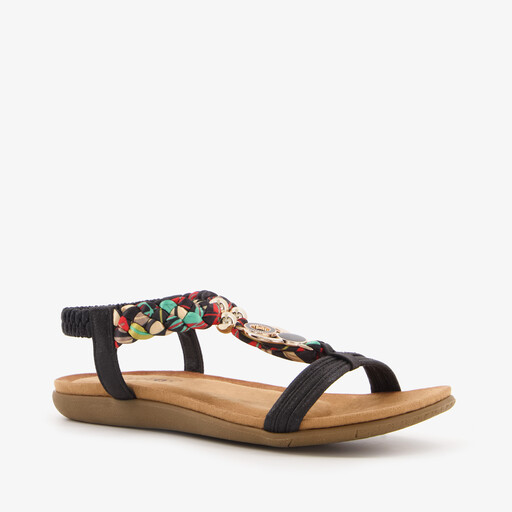 Dames sandalen zwart gevlochten detail
