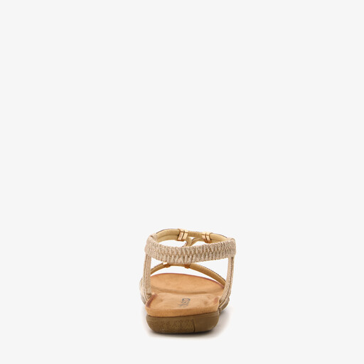 Dames sandalen goud met glittersteentjes