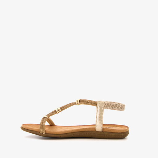 Dames sandalen goud met glittersteentjes
