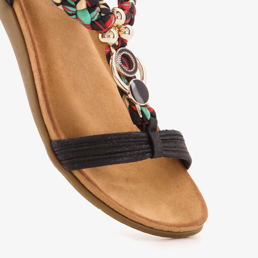 Dames sandalen zwart gevlochten detail