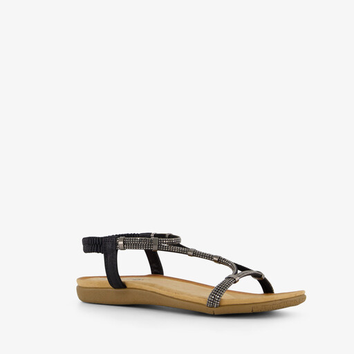 Dames sandalen met glitters zwart