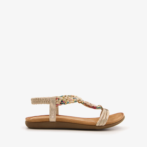 Dames sandalen goud gevlochten detail