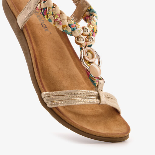Dames sandalen goud gevlochten detail