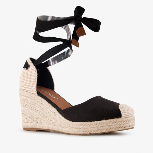 Dames sleehak espadrilles met strik zwart