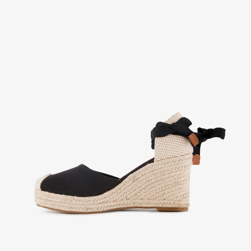 Dames sleehak espadrilles met strik zwart