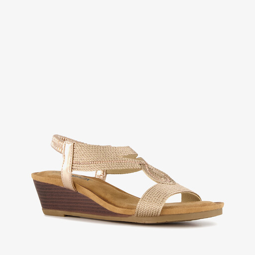 Dames sandalen met sleehak champagne