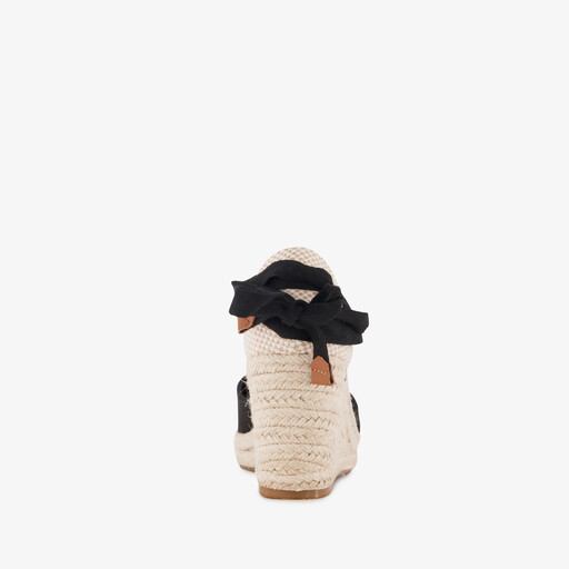 Dames sleehak espadrilles met strik zwart