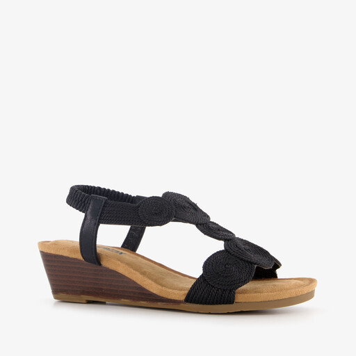 Dames sandalen met sleehak zwart