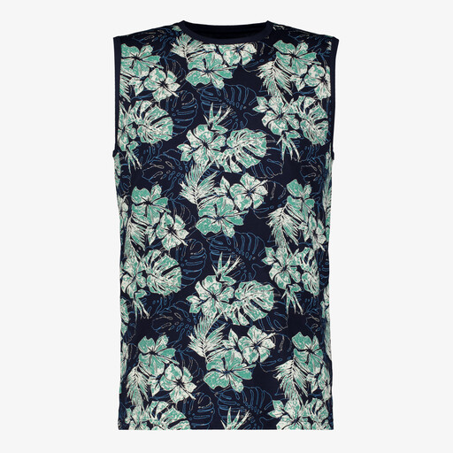 Heren singlet met botanische print blauw