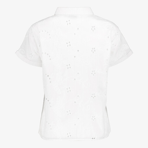Dames broderie blouse korte mouwen wit