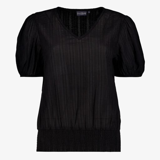 Dames T-shirt met boord zwart