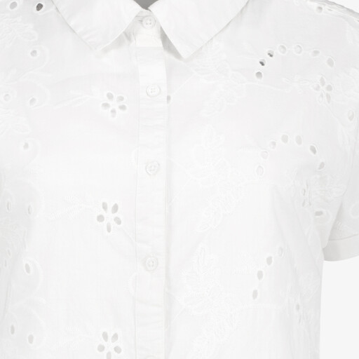Dames broderie blouse korte mouwen wit
