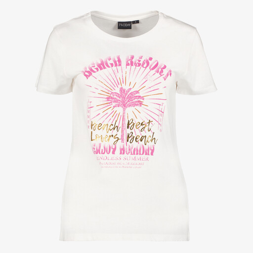 Dames T-shirt met opdruk roze goud