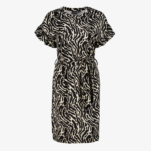 Dames jurk met print zwart beige