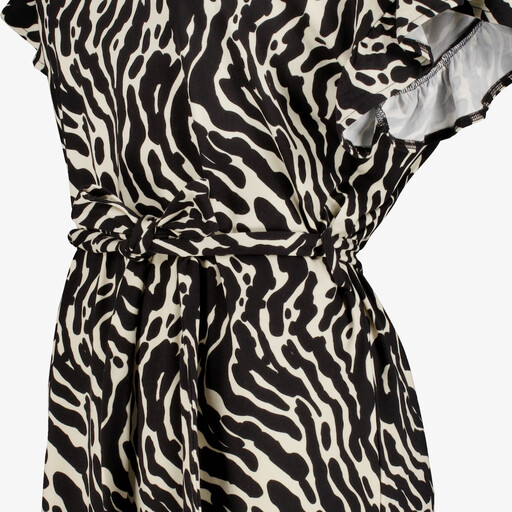 Dames jurk met print zwart beige