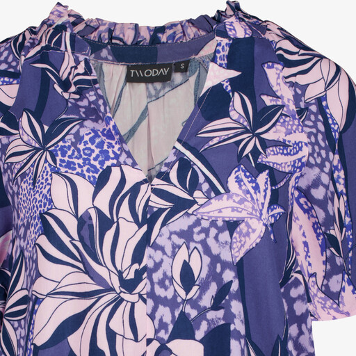 Dames top met bloemenprint paars