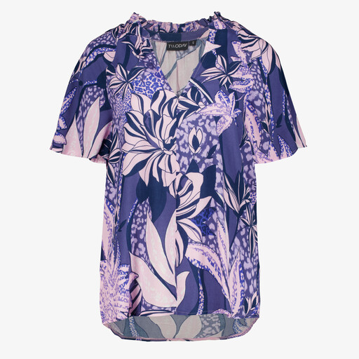 Dames top met bloemenprint paars