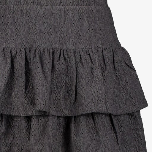 Meisjes broderie rok met ruches grijs