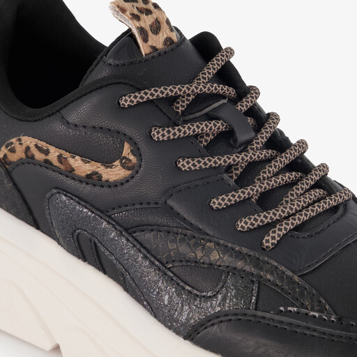 Dames dad sneakers met dierenprint zwart