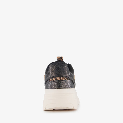 Dames dad sneakers met dierenprint zwart
