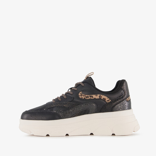 Dames dad sneakers met dierenprint zwart