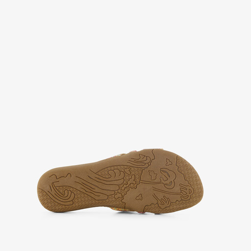 Gekleurde dames slippers met gesp goud