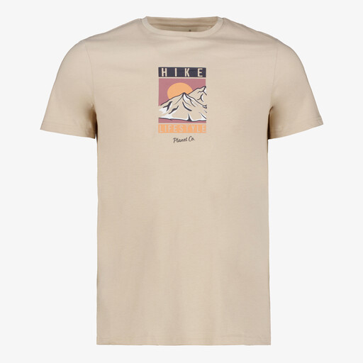 Heren T-shirt met opdruk beige